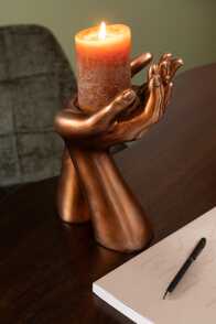 Candle Holder Palms Resin Copper