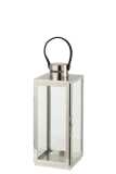 Lantern Square Metal/Glass Silver