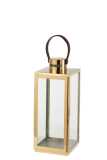 Lantern Square Metal/Glass Gold