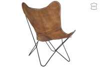 Sedia Lounge Pelle/Metallo Cognac 