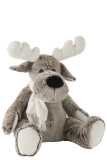 Elk+Scarf Plush Grey/White Large