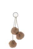 Porte-Clefs 3 Boules Textile Beige