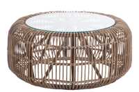 Table Round Rattan/Glass Natural 