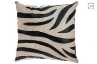 Kussen Zebra Leder/Canvas Zwart