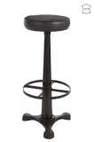 Bar Stool Leather/Metal Black 