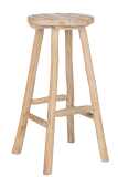 Barstool Round Oak Wood Natural