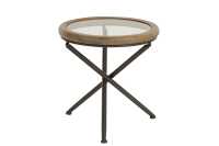 Tafel Rond Hout/Glas Bruin Small