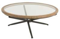 Tafel Rond Hout/Glas Bruin Large