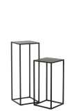 Set Of 2 Side Tables Square Metal