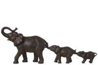 Elephants Row 3 Polyresin Brown