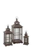 Set Of 3 Lanterns Window Wood