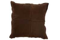 Coussin Carre Marron Cuir/Lin