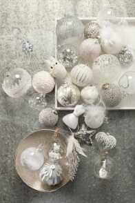Kerstbal Mozaiek Glas Wit/Zilver