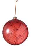 Kerstbal Cirkel Glitter Glas Rood