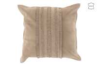 Coussin Bord Carre Cuir Gris Clair